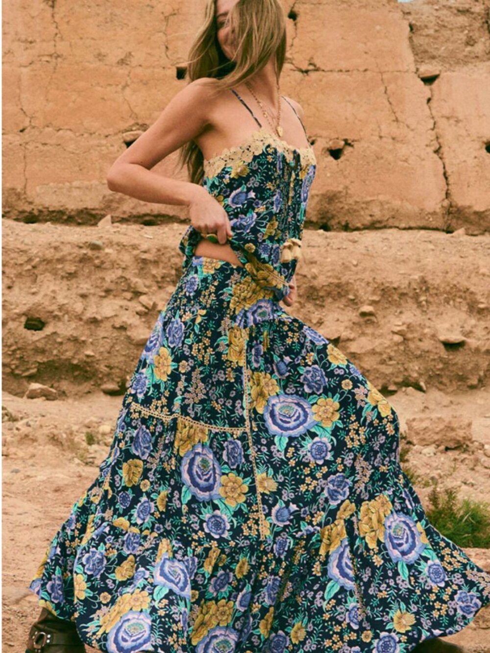 Spell Full Bloom Maxi Skirt & Floral Bloom Tank Set Medium Rare Sold NWT - Picture 2 of 13